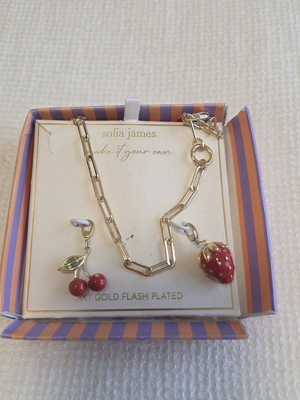 Sofia James Gold-Tone Necklace with Red Fruit Charms